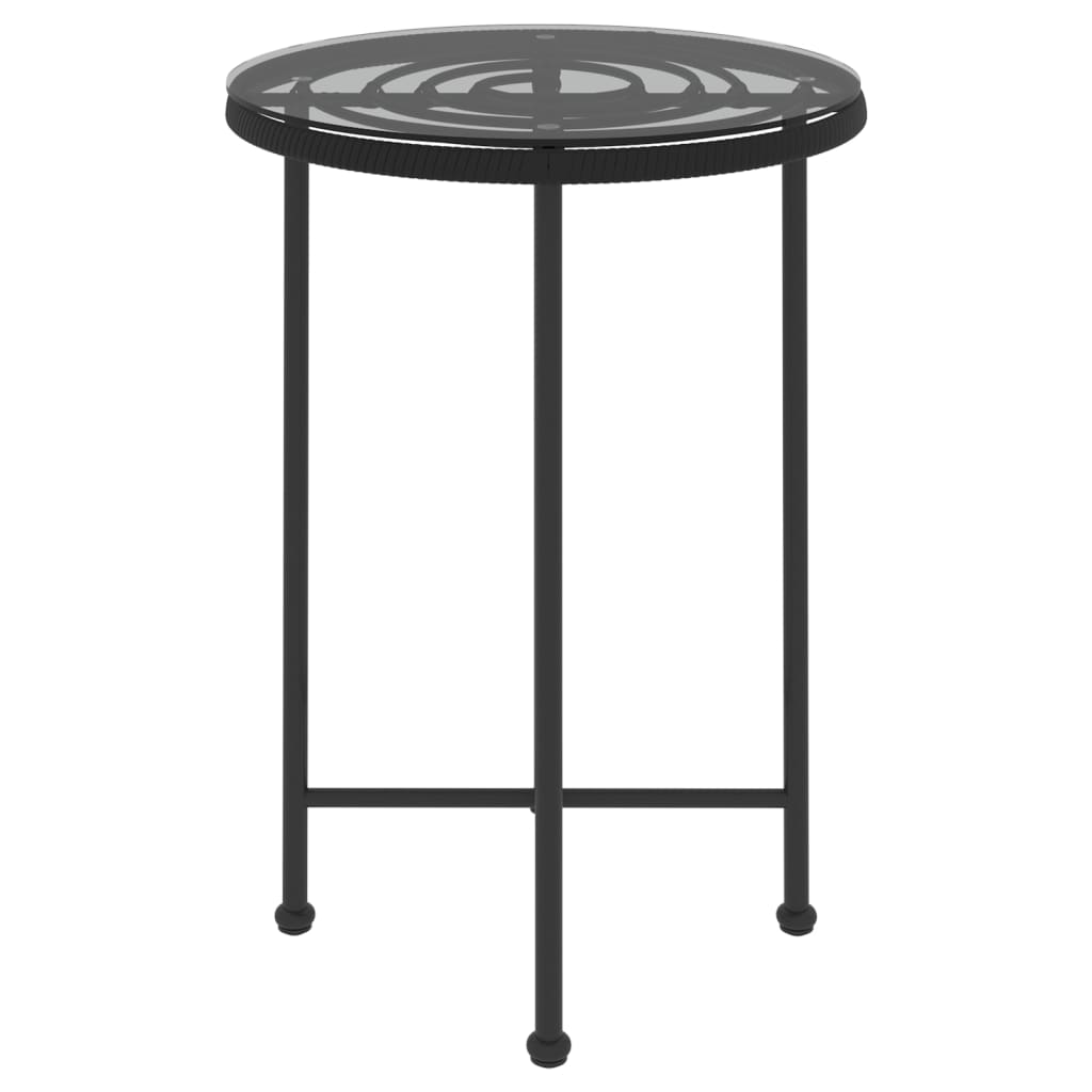 Spisebord svart Ø55 cm herdet glass og stål