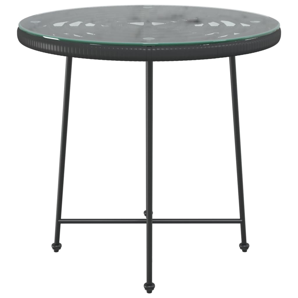 Spisebord svart Ø80 cm herdet glass og stål