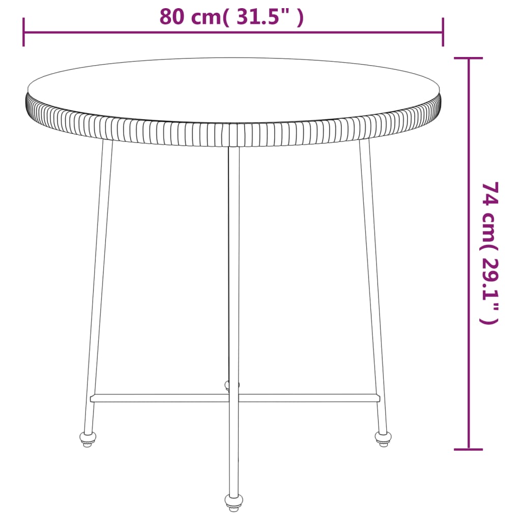Spisebord svart Ø80 cm herdet glass og stål