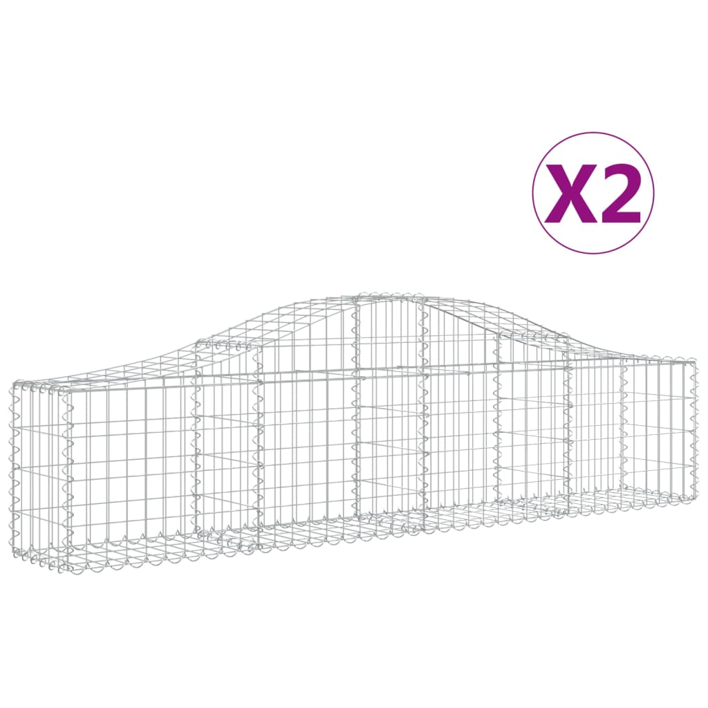 Gabionkurver buede 2 stk 200x30x40/60 cm galvanisert jern
