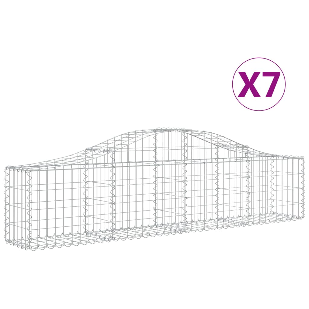 Gabionkurver buede 7 stk 200x30x40/60 cm galvanisert jern