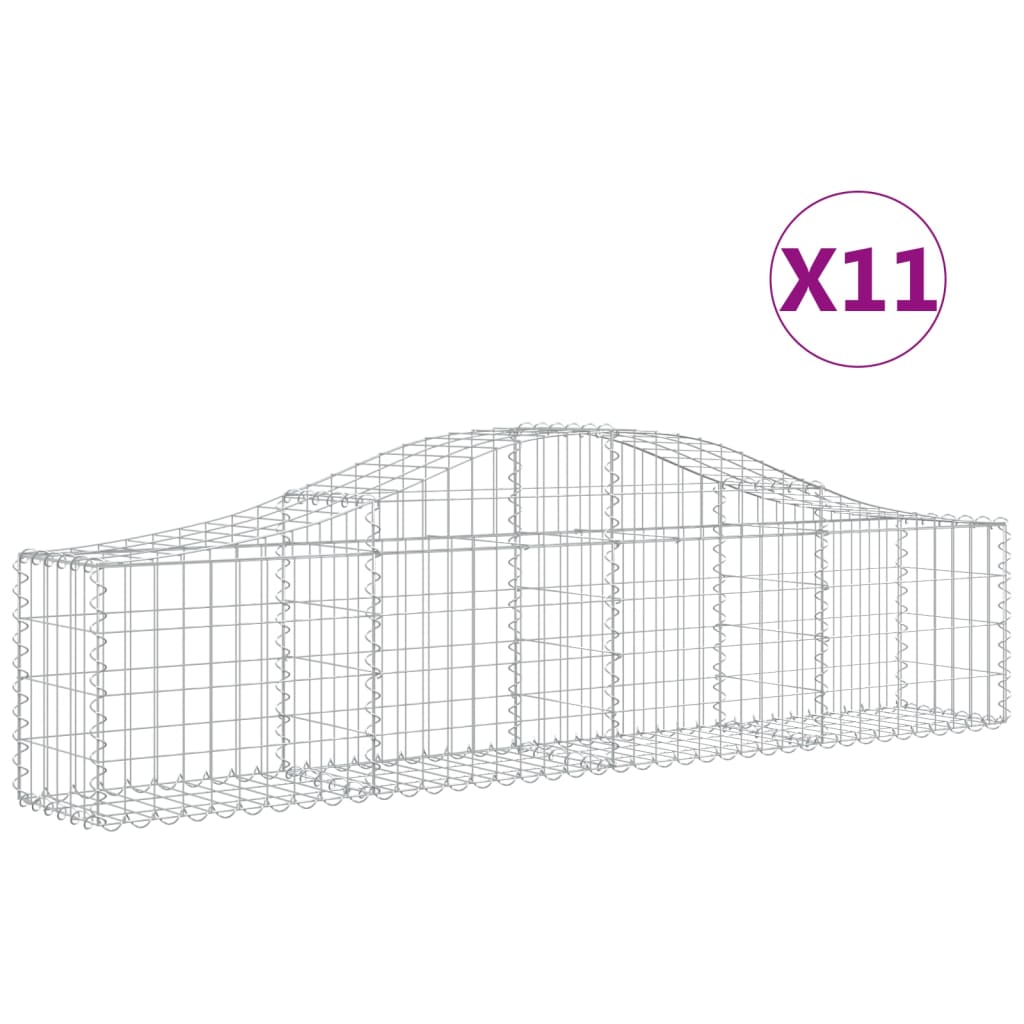 Gabionkurver buede 11 stk 200x30x40/60 cm galvanisert jern