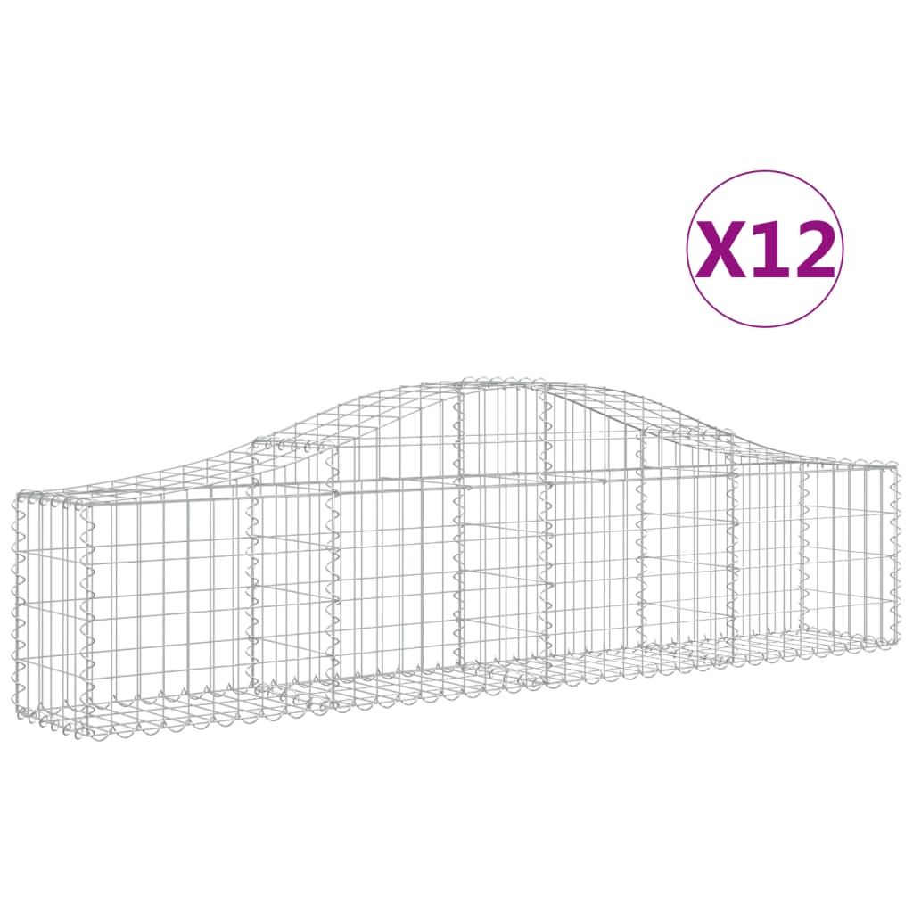 Gabionkurver buede 12 stk 200x30x40/60 cm galvanisert jern