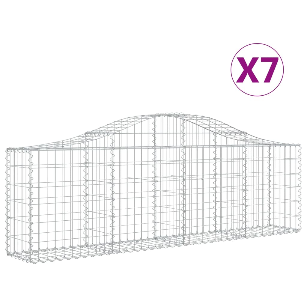 Gabionkurver buede 7 stk 200x30x60/80 cm galvanisert jern