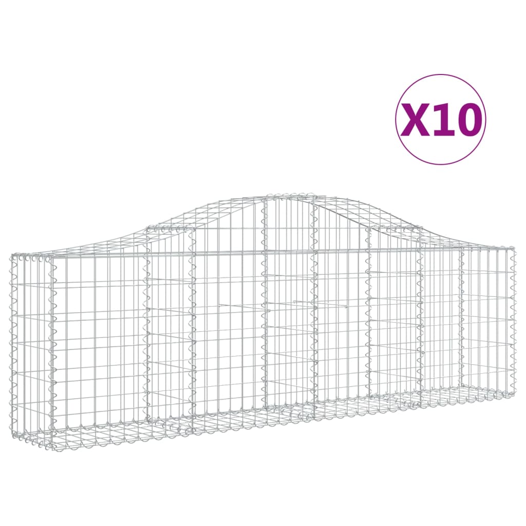 Gabionkurver buede 10 stk 200x30x60/80 cm galvanisert jern