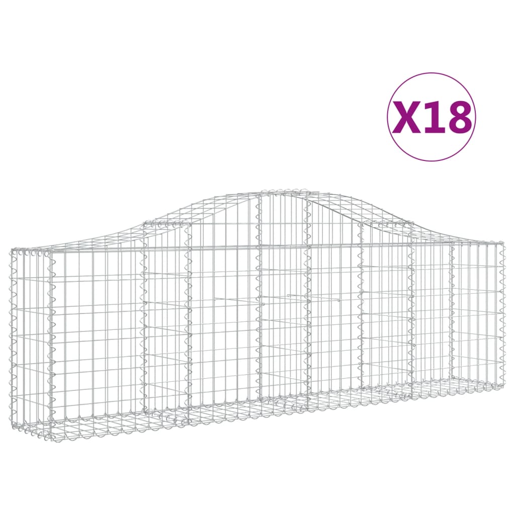 Gabionkurver buede 18 stk 200x30x60/80 cm galvanisert jern