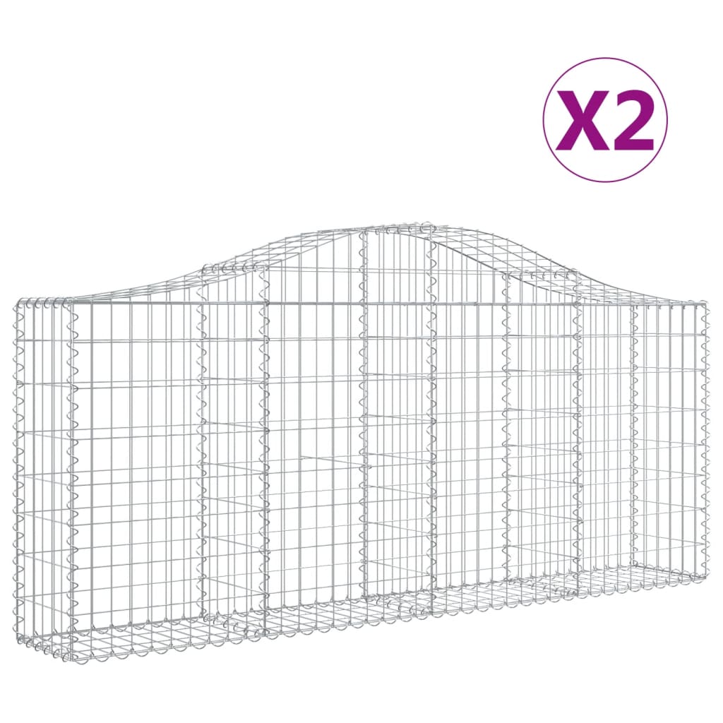 Gabionkurver buede 2 stk 200x30x80/100 cm galvanisert jern