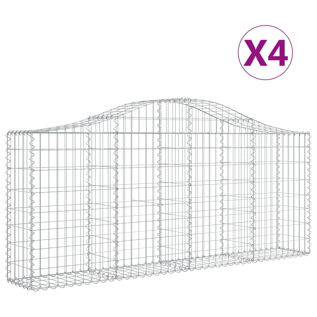 Gabionkurver buede 4 stk 200x30x80/100 cm galvanisert jern