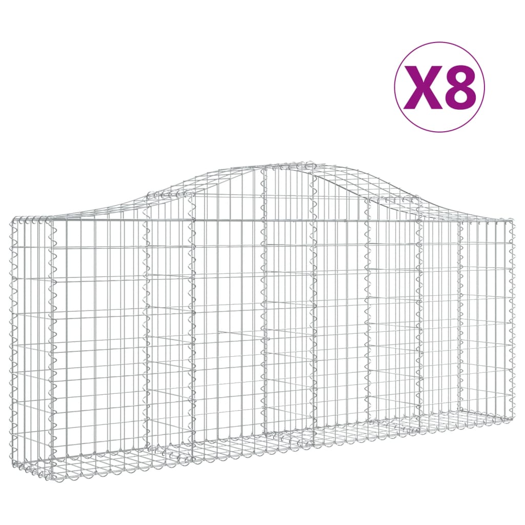 Gabionkurver buede 8 stk 200x30x80/100 cm galvanisert jern