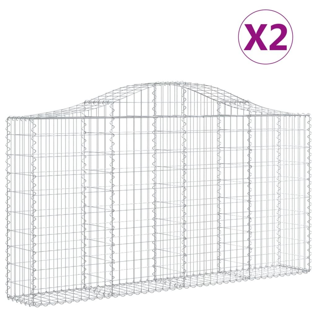 Gabionkurver buede 2 stk 200x30x100/120 cm galvanisert jern