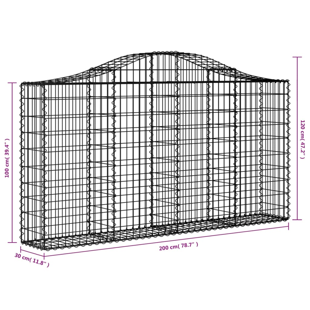 Gabionkurver buede 11 stk 200x30x100/120 cm galvanisert jern
