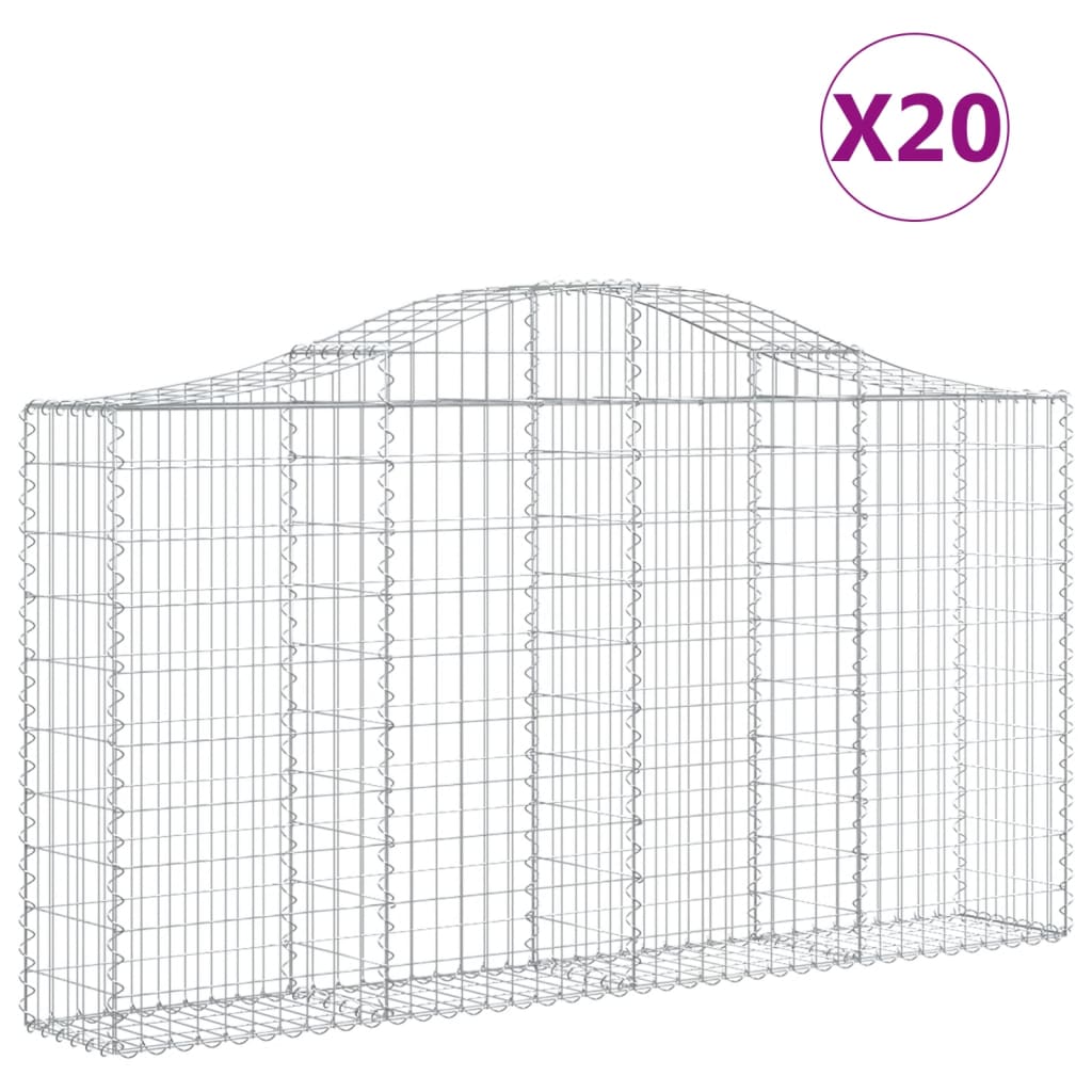 Gabionkurver buede 20 stk 200x30x100/120 cm galvanisert jern