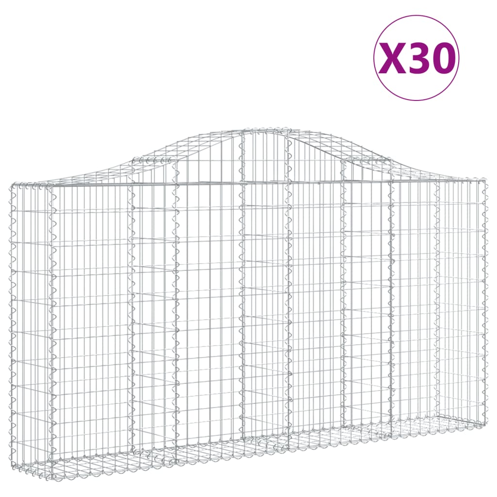 Gabionkurver buede 30 stk 200x30x100/120 cm galvanisert jern