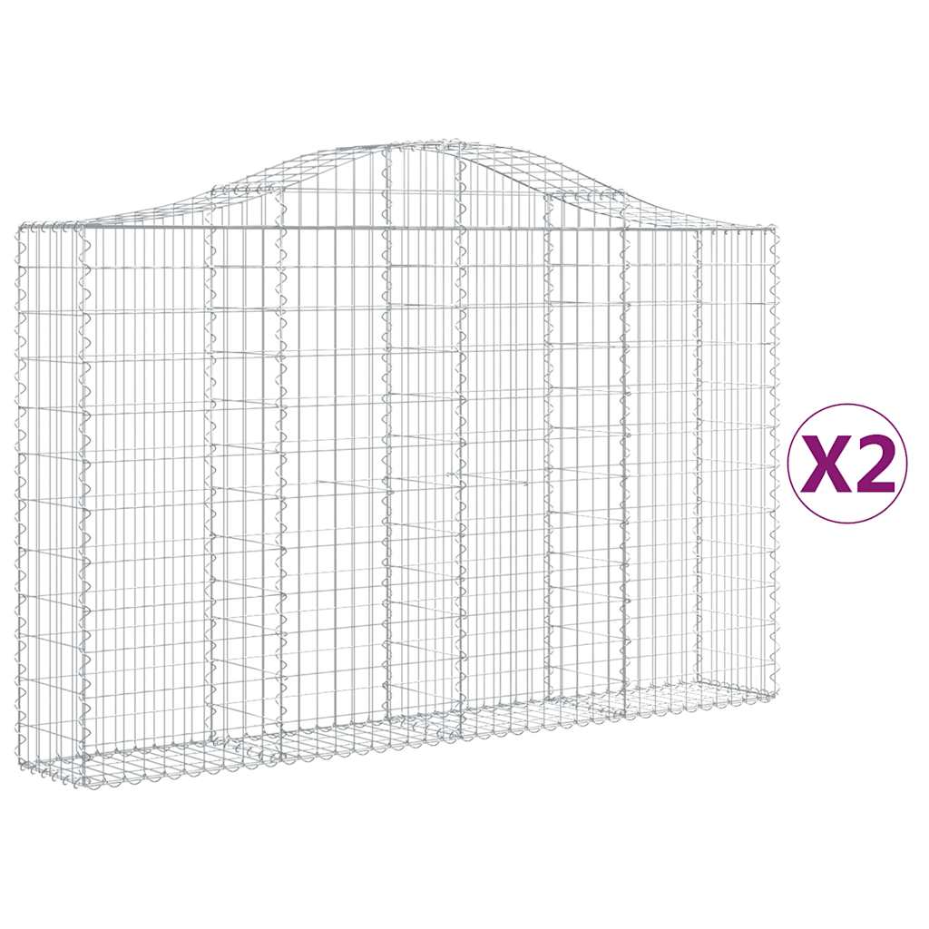Gabionkurver buede 2 stk 200x30x120/140 cm galvanisert jern