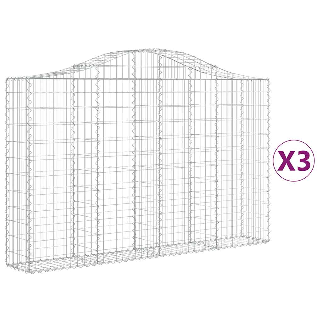 Gabionkurver buede 3 stk 200x30x120/140 cm galvanisert jern