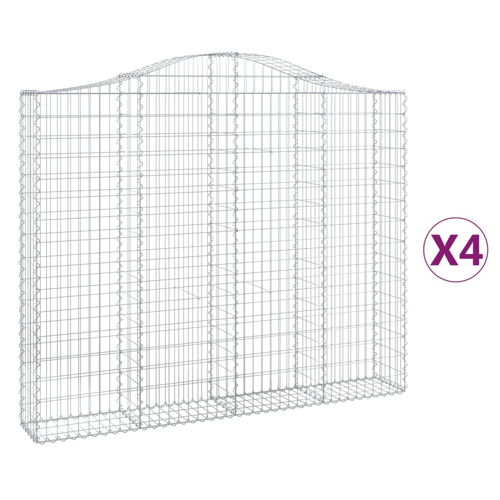 Gabionkurver buede 4 stk 200x30x160/180 cm galvanisert jern