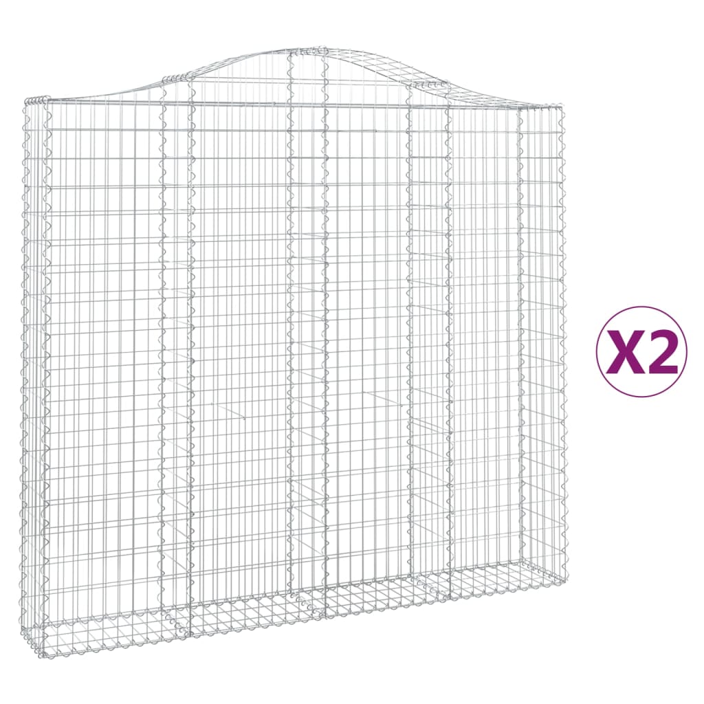 Gabionkurver buede 2 stk 200x30x180/200 cm galvanisert jern