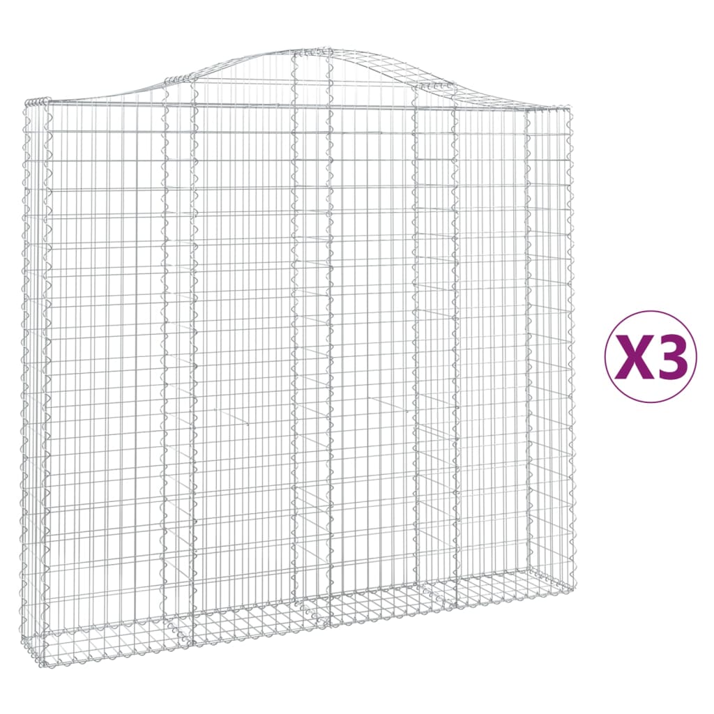 Gabionkurver buede 3 stk 200x30x180/200 cm galvanisert jern