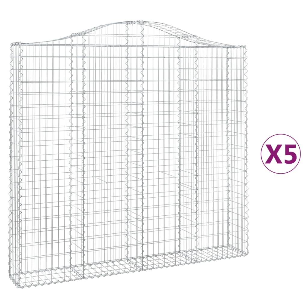 Gabionkurver buede 5 stk 200x30x180/200 cm galvanisert jern