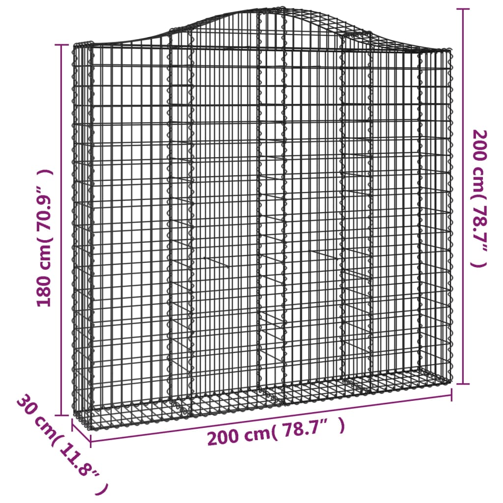 Gabionkurver buede 5 stk 200x30x180/200 cm galvanisert jern