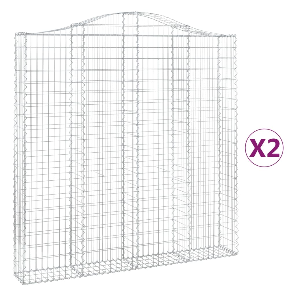 Gabionkurver buede 2 stk 200x30x200/220 cm galvanisert jern