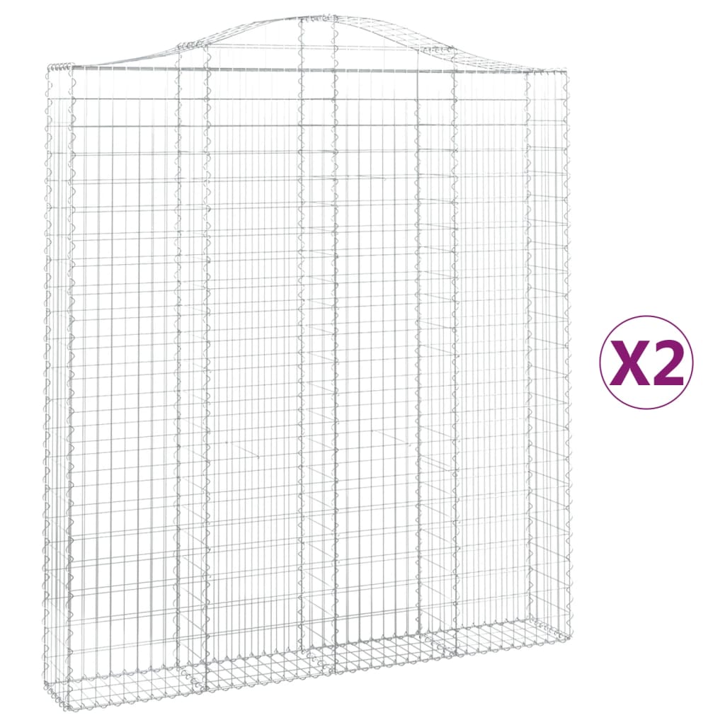 Gabionkurver buede 2 stk 200x30x220/240 cm galvanisert jern