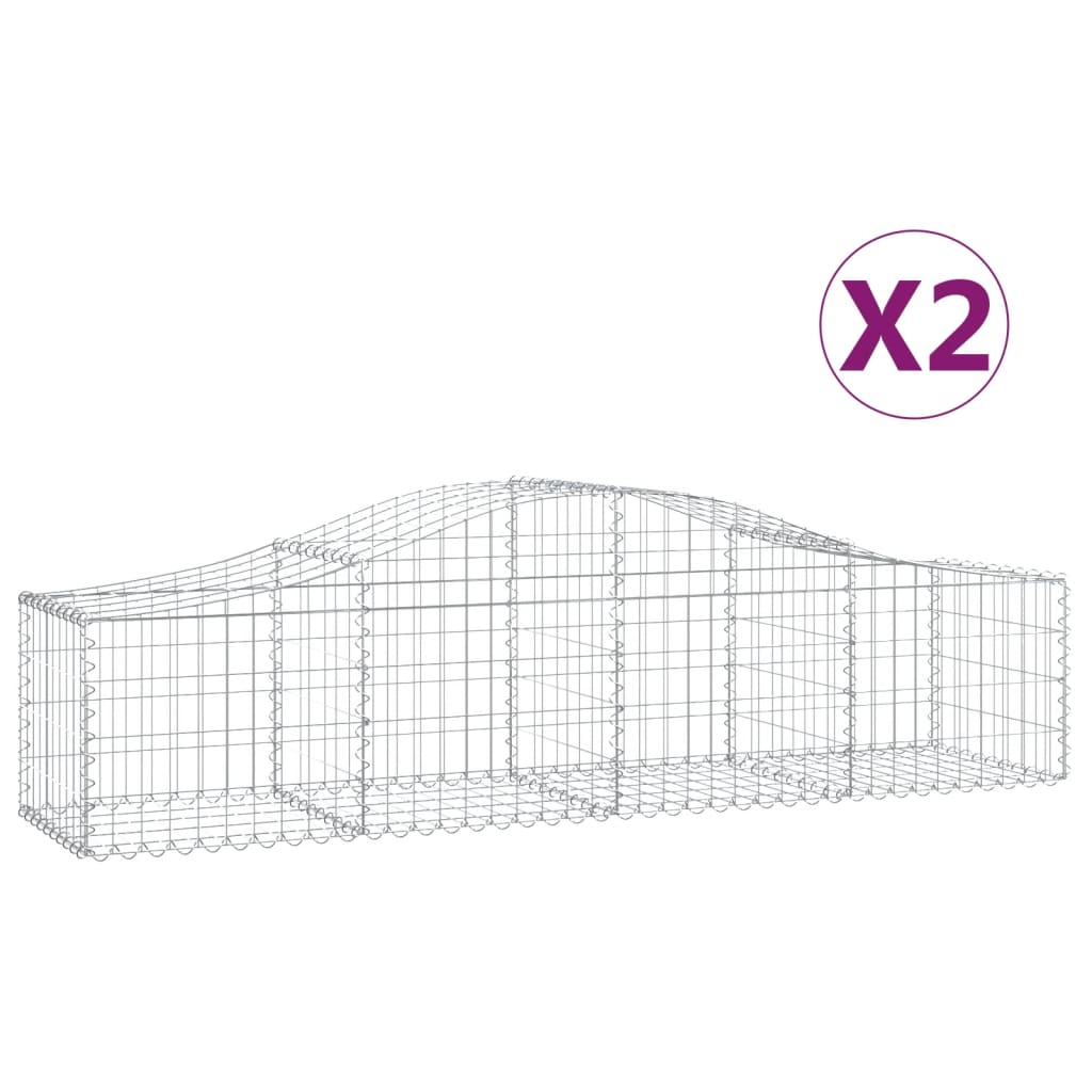 Gabionkurver buede 2 stk 200x50x40/60 cm galvanisert jern
