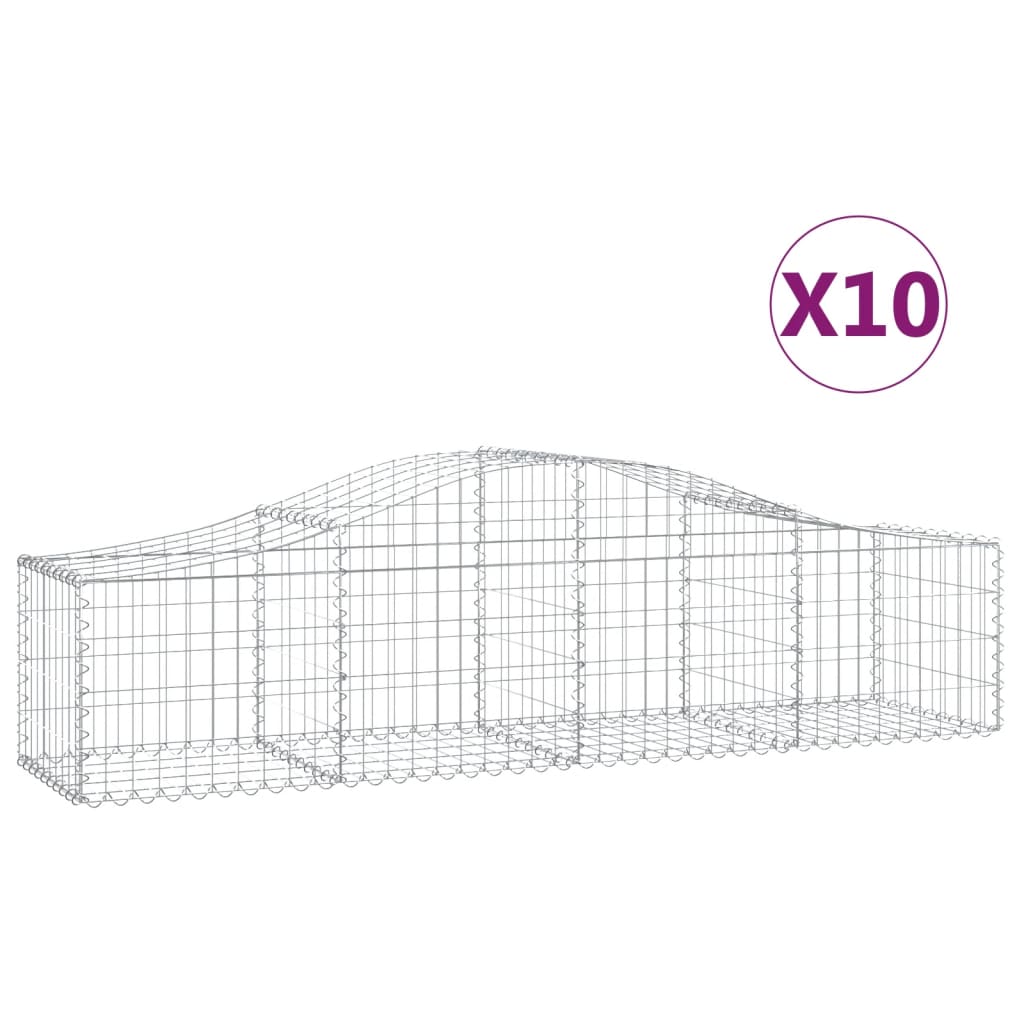 Gabionkurver buede 10 stk 200x50x40/60 cm galvanisert jern