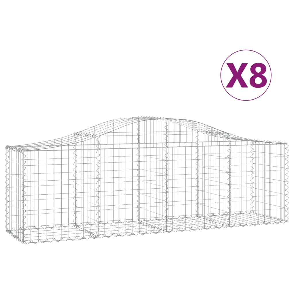 Gabionkurver buede 8 stk 200x50x60/80 cm galvanisert jern