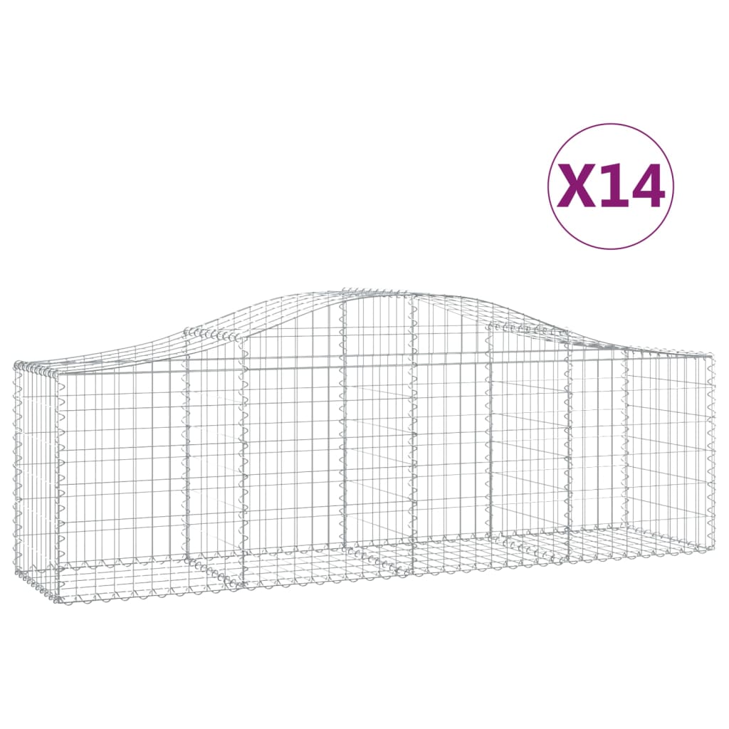 Gabionkurver buede 14 stk 200x50x60/80 cm galvanisert jern