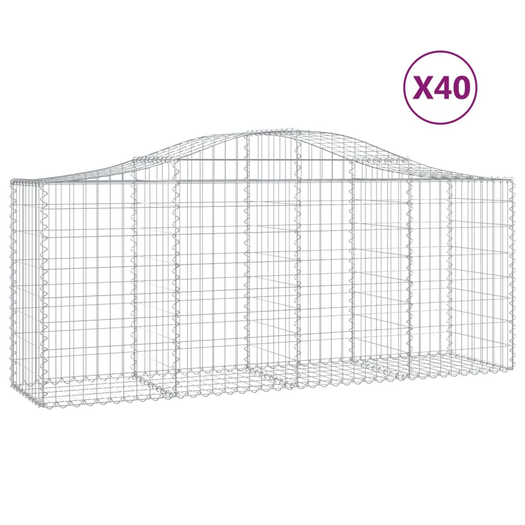 Gabionkurver buede 40 stk 200x50x80/100 cm galvanisert jern