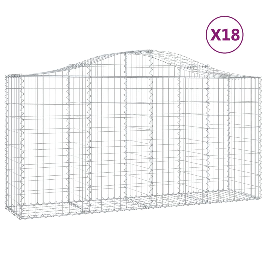 Gabionkurver buede 18 stk 200x50x100/120 cm galvanisert jern