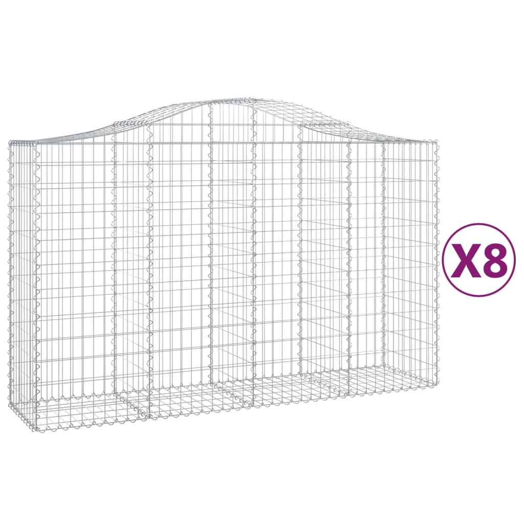 Gabionkurver buede 8 stk 200x50x120/140 cm galvanisert jern