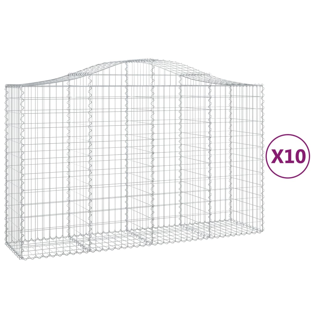 Gabionkurver buede 10 stk 200x50x120/140 cm galvanisert jern