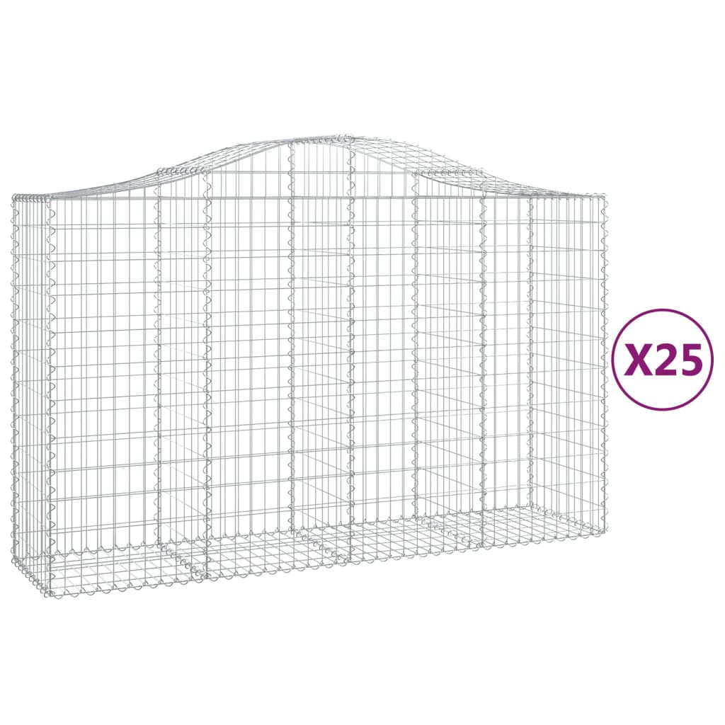 Gabionkurver buede 25 stk 200x50x120/140 cm galvanisert jern
