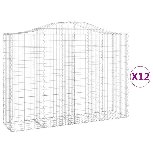 Gabionkurver buede 12 stk 200x50x140/160 cm galvanisert jern