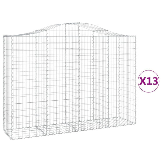 Gabionkurver buede 13 stk 200x50x140/160 cm galvanisert jern