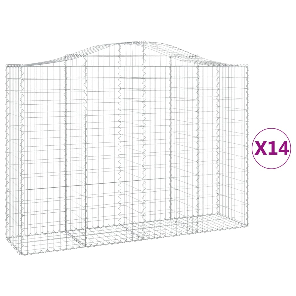 Gabionkurver buede 14 stk 200x50x140/160 cm galvanisert jern
