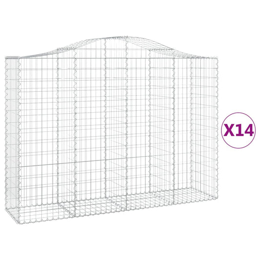 Gabionkurver buede 14 stk 200x50x140/160 cm galvanisert jern