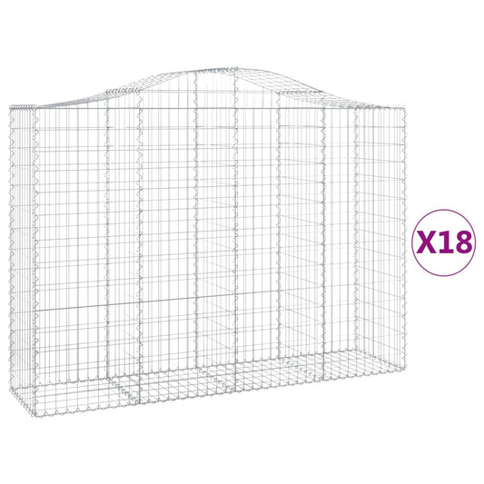 Gabionkurver buede 18 stk 200x50x140/160 cm galvanisert jern