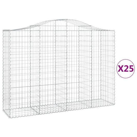 Gabionkurver buede 25 stk 200x50x140/160 cm galvanisert jern