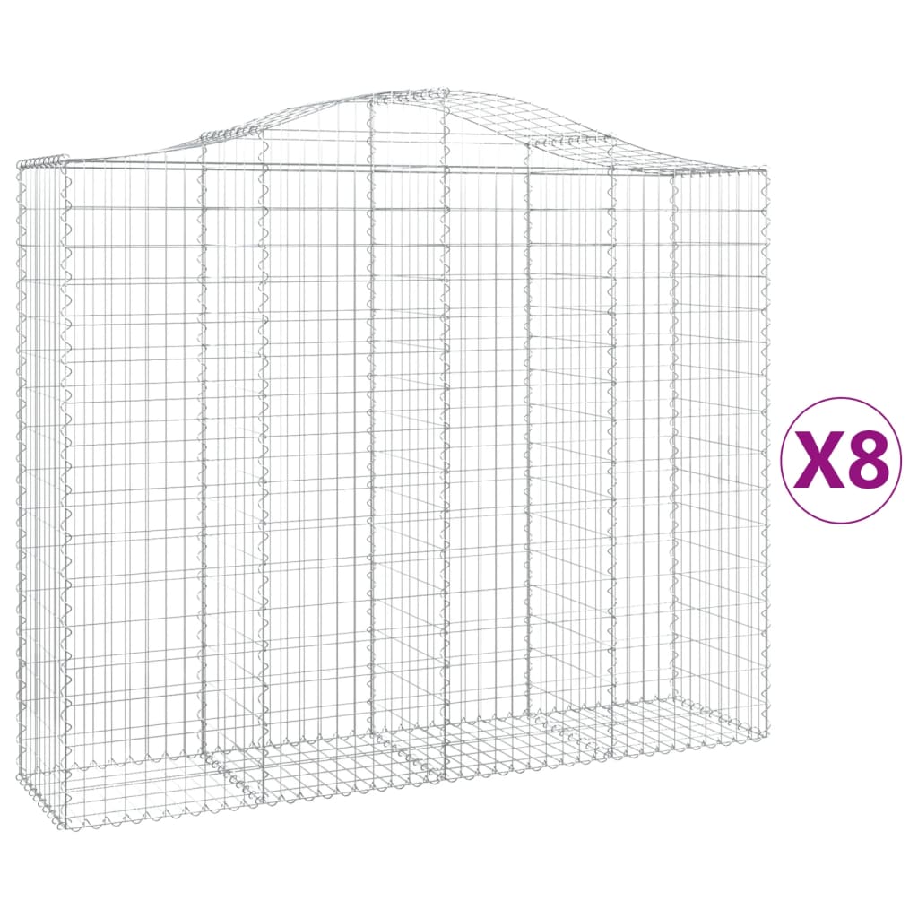Gabionkurver buede 8 stk 200x50x160/180 cm galvanisert jern