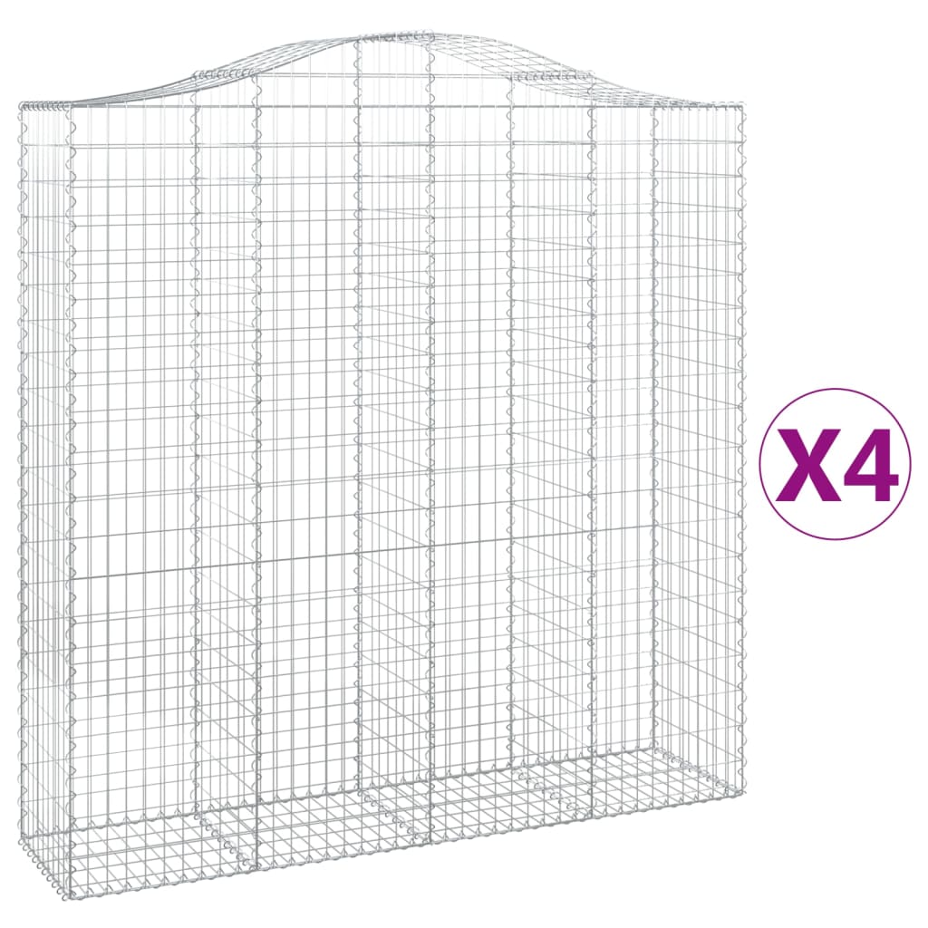 Gabionkurver buede 4 stk 200x50x200/220 cm galvanisert jern