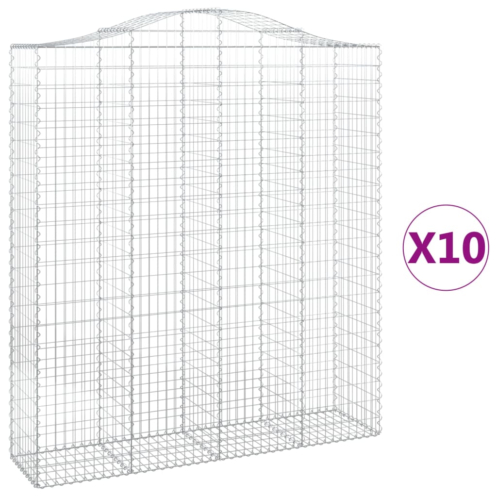 Gabionkurver buede 10 stk 200x50x220/240 cm galvanisert jern