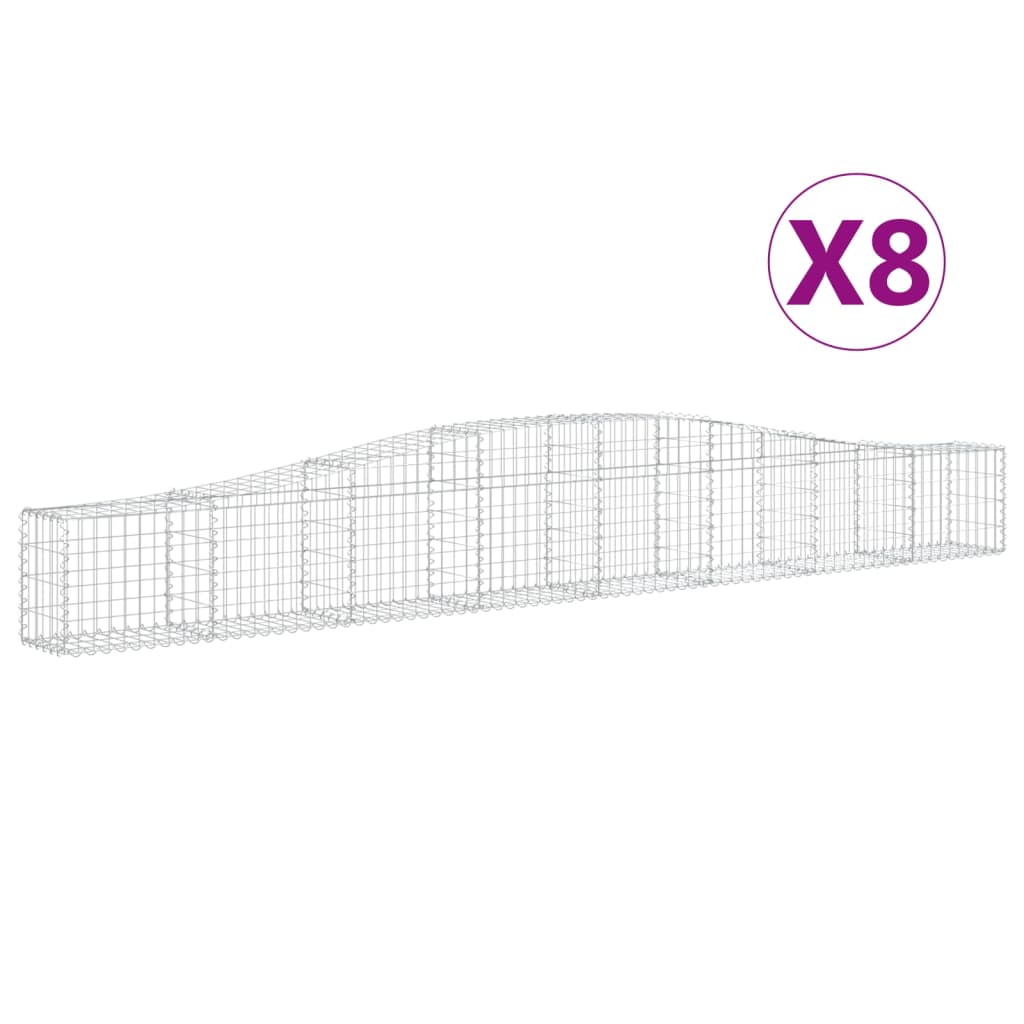 Gabionkurver buede 8 stk 400x30x40/60 cm galvanisert jern