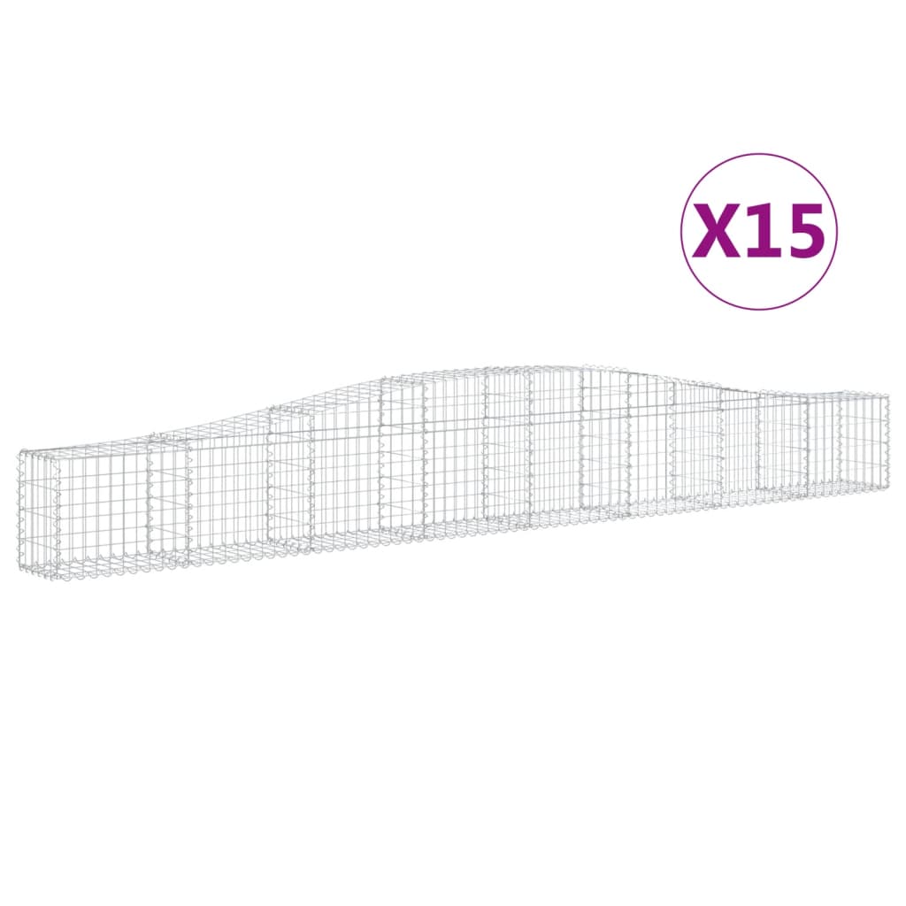 Gabionkurver buede 15 stk 400x30x40/60 cm galvanisert jern