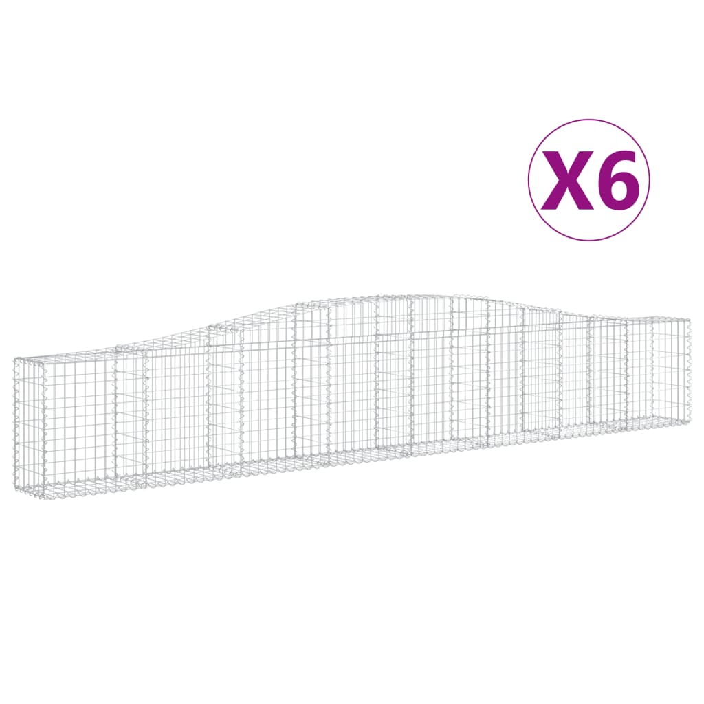 Gabionkurver buede 6 stk 400x30x60/80 cm galvanisert jern