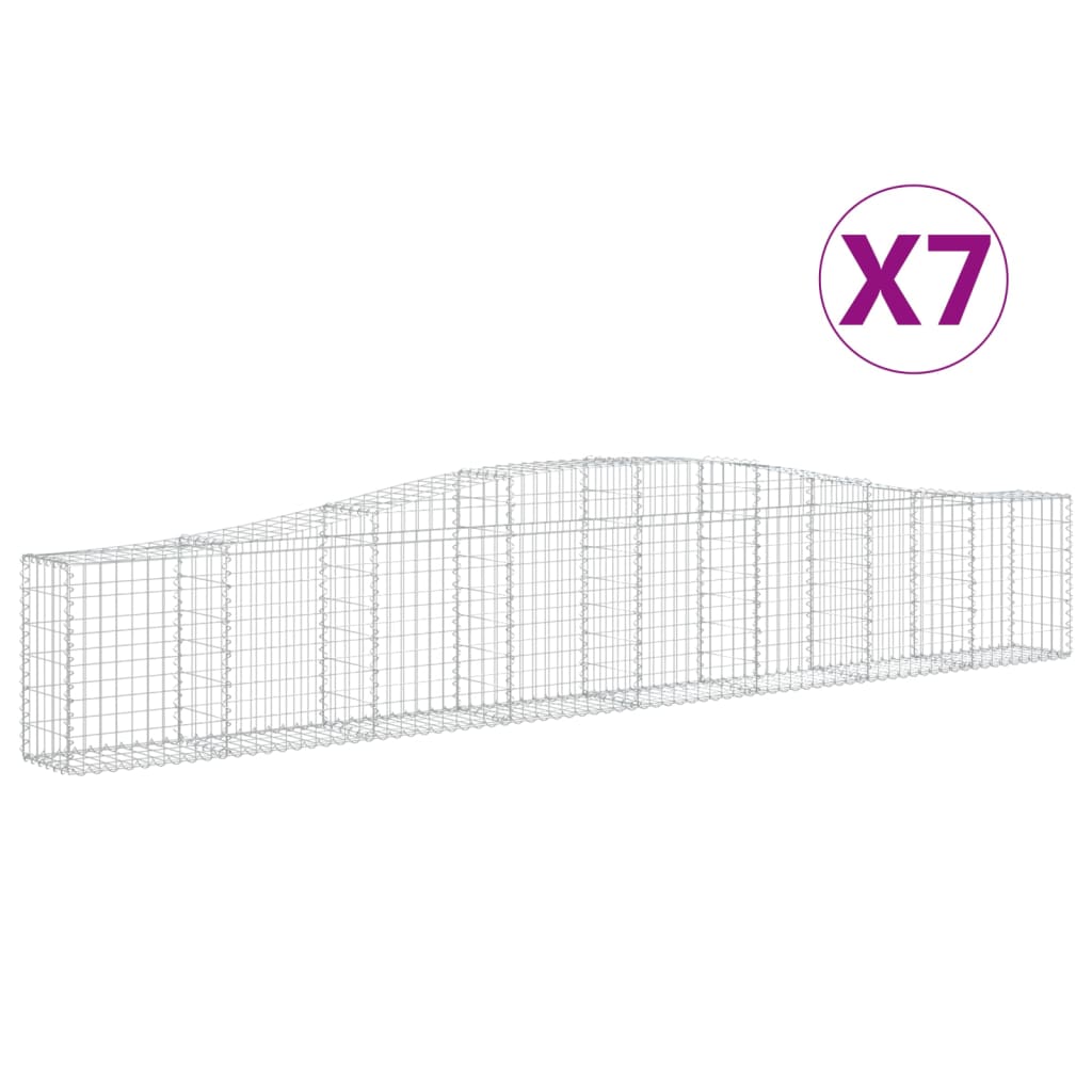Gabionkurver buede 7 stk 400x30x60/80 cm galvanisert jern