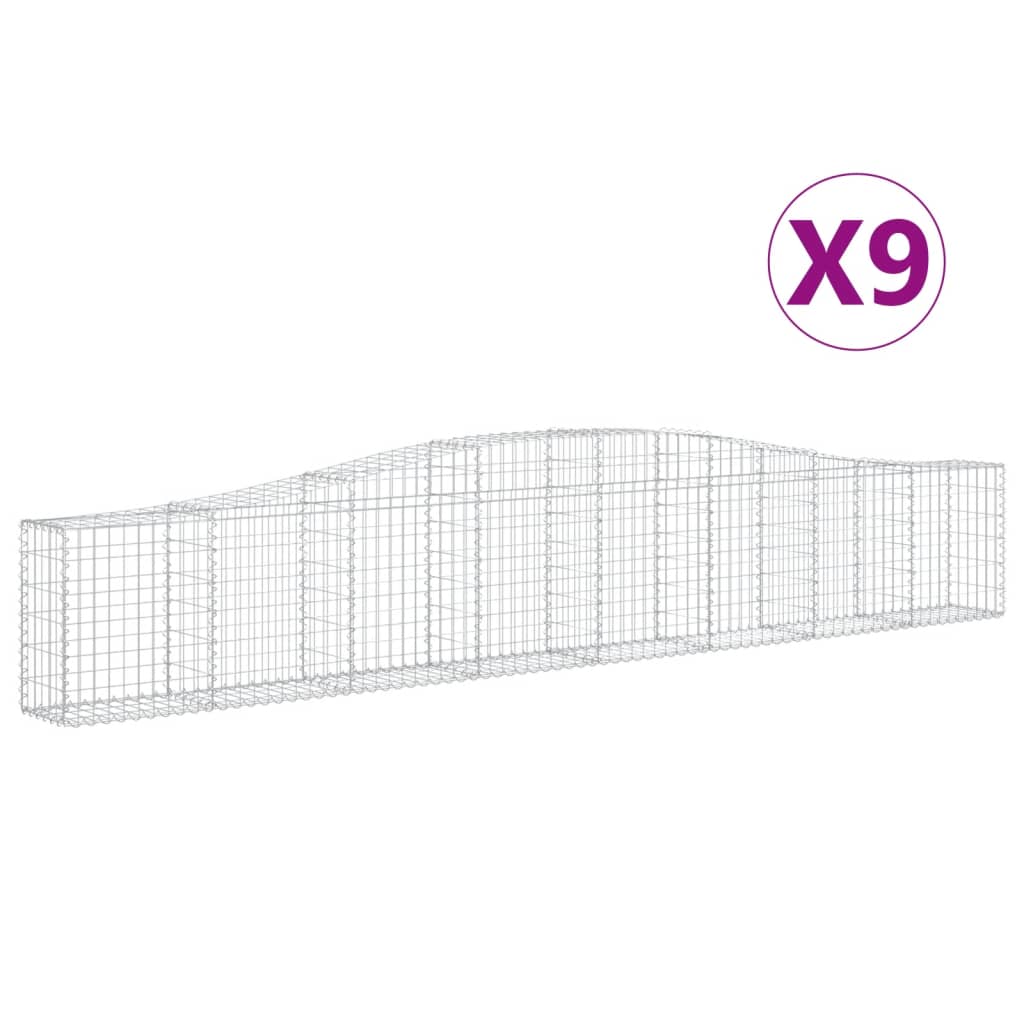 Gabionkurver buede 9 stk 400x30x60/80 cm galvanisert jern