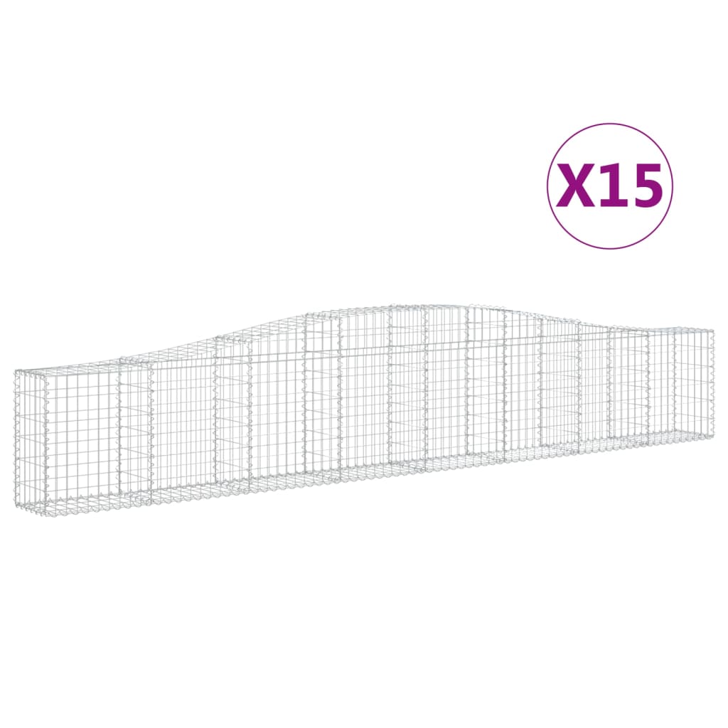Gabionkurver buede 15 stk 400x30x60/80 cm galvanisert jern